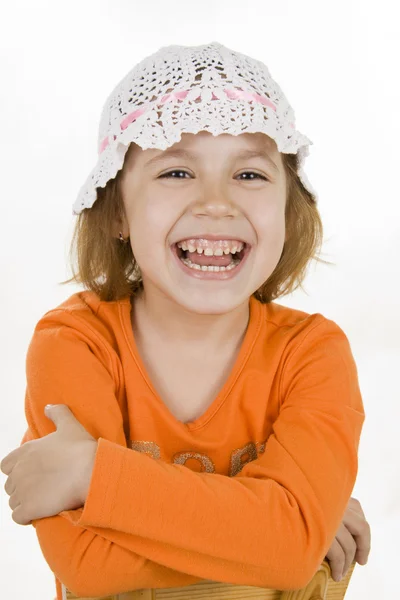 Ventilador niña sonriendo . —  Fotos de Stock