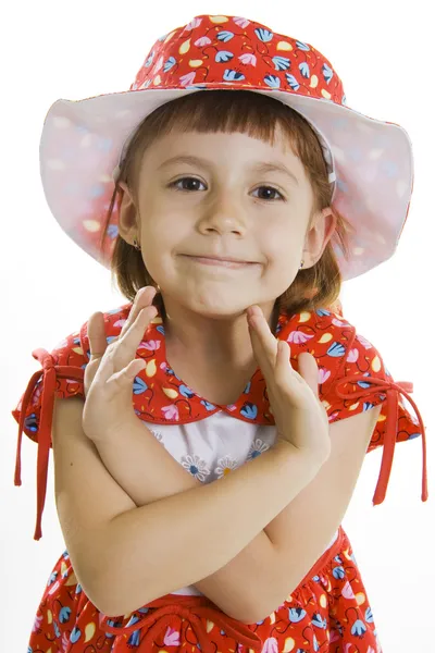 Fan little girl smiling. — Stock Photo, Image