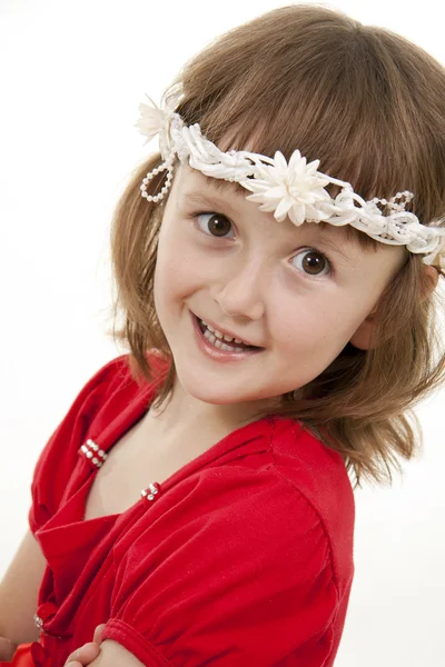 Fan little girl smiling. — Stock Photo, Image