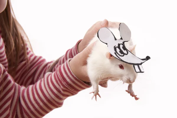 재미 있는 childl와 쥐 쥐의 마스크 — 스톡 사진