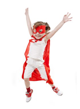Superhero girl in a red clipart