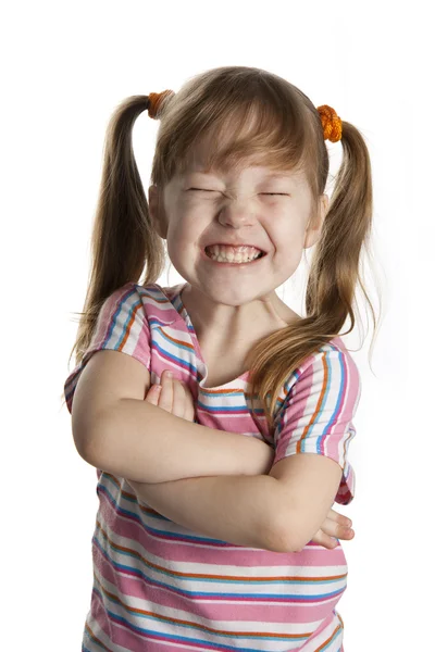 Glad liten tjej leende. — Stockfoto