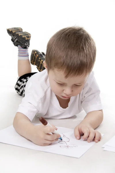 Cute little boy drawing — Stock Photo, Image
