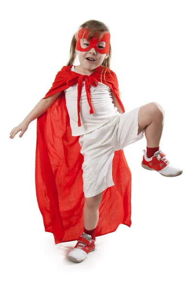 Superhrdina dívka v červené — Stock fotografie