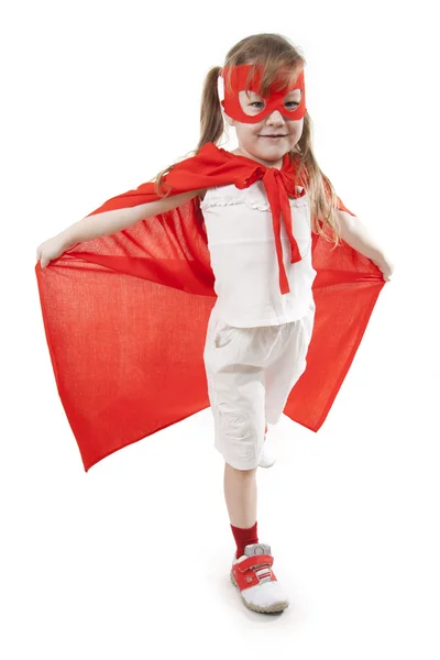 Superhero fille dans un rouge — Photo