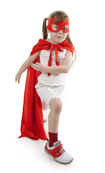 Superheld meisje in een rode — Stockfoto