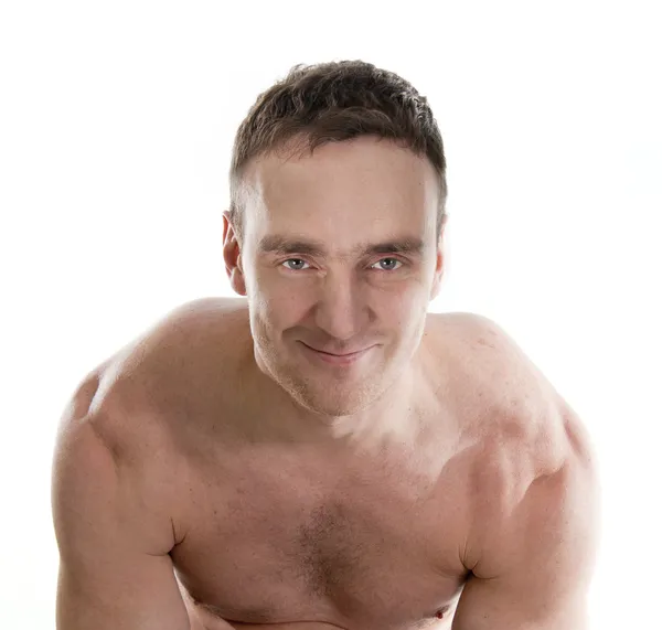 Testa e spalle dell'uomo nudo e muscoloso — Foto Stock