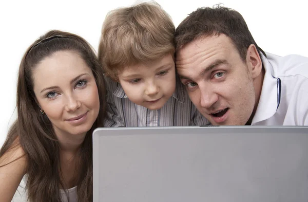 家族とコンピューター — ストック写真