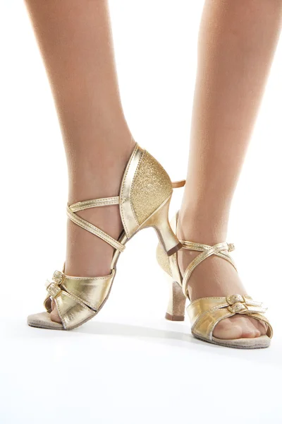 stock image Gold shoes dancer