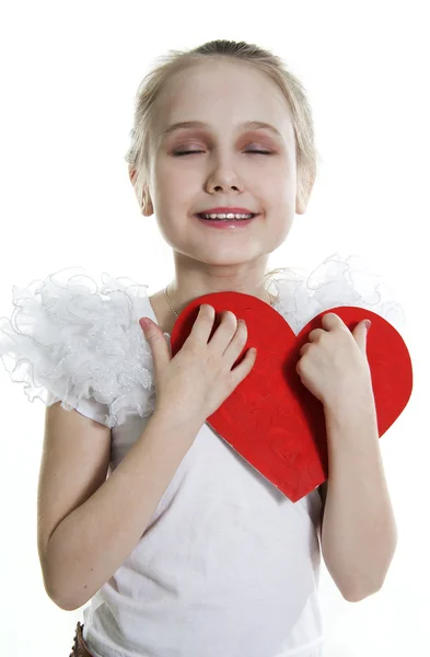 Velké milující srdce dívky — Stock fotografie