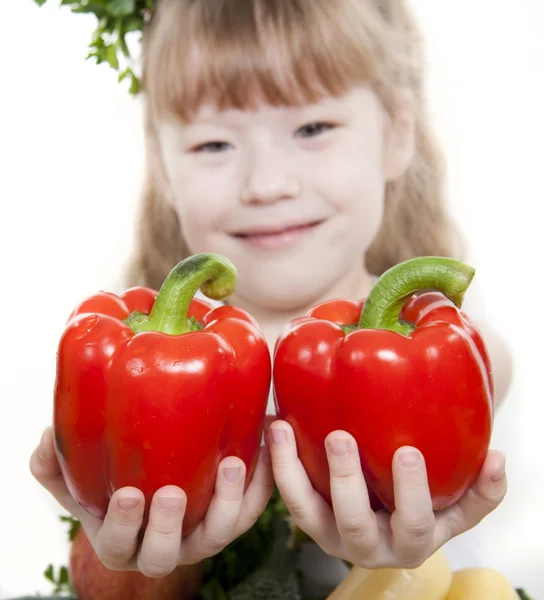 Vegetables and fruit it are a healthy food of children. — Stock Photo, Image