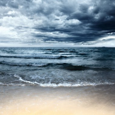 Beach at stormy day clipart