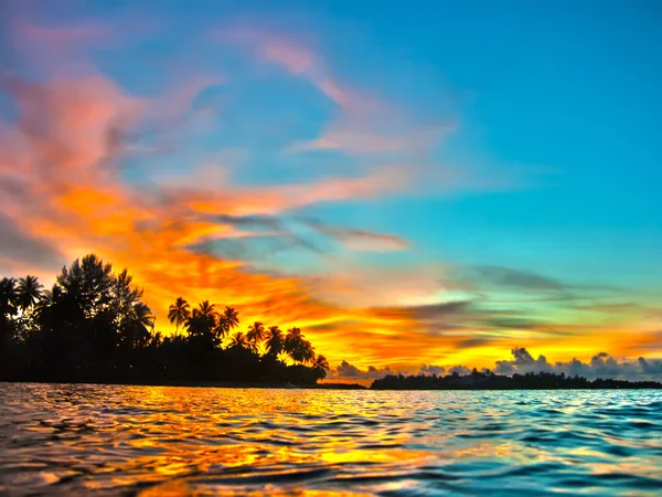 Krásný Západ Slunce Indický Oceán Maledivy — Stock fotografie