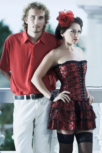 Fashion Style Portrait Beautiful Attractive Couple — Stock Photo, Image