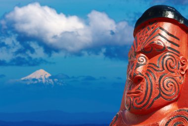 Traditional maori carving, New Zealand clipart