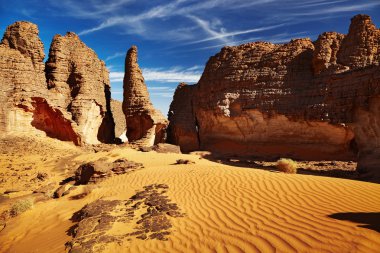 Bizarre sandstone cliffs in Sahara Desert, Tassili N'Ajjer, Algeria clipart