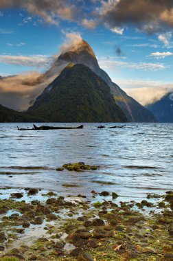 Mitre Peak at sunrise, Fiord Milford Sound, New Zealand clipart