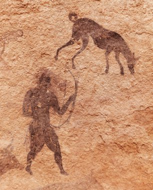 Famous prehistoric rock paintings of Tassili N'Ajjer, Algeria clipart