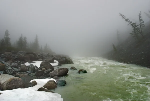 Foggy Morning Mountain River — Stock Photo, Image