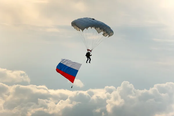 stock image Parachutist with Russia flag.