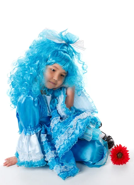 Азіатські Дівчата Костюмі Мальвіни Дівчина Блакитним Волоссям — стокове фото