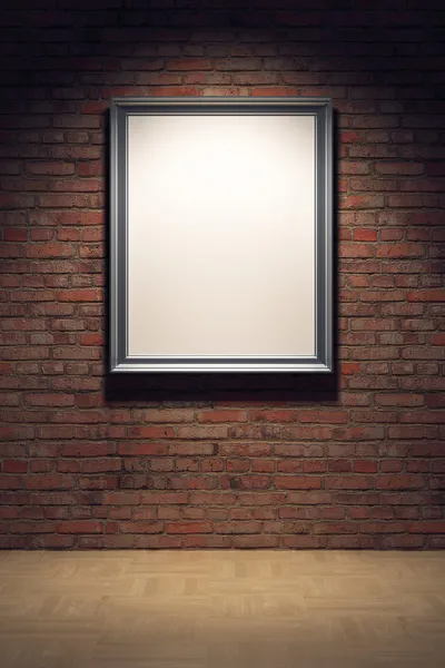レンガの壁に空白のフレーム — ストック写真