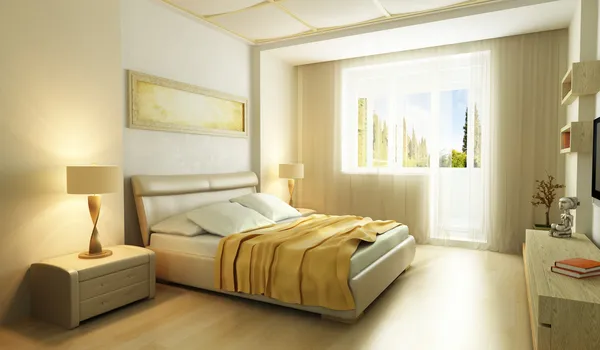 Modern style bedroom interior 3d — Stock Photo, Image