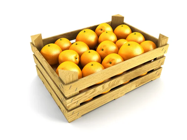 Дерев'яна ящик повний апельсинів — стокове фото