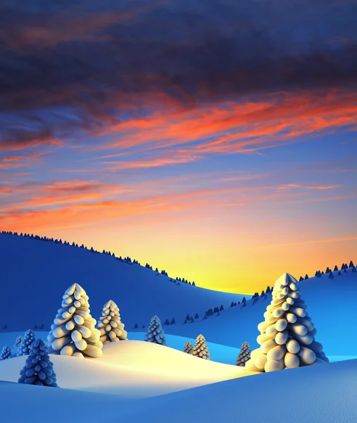 전나무 나무와 겨울 풍경 — 스톡 사진