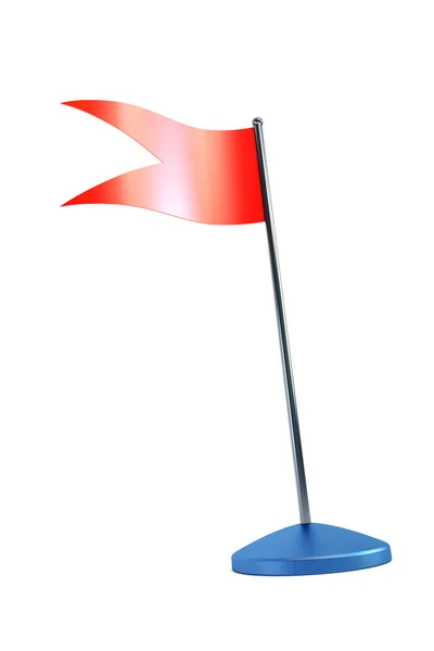Izolované červenou vlajku na stožáru — Stock fotografie