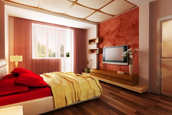 Moderne stijl slaapkamer interieur 3d — Stockfoto