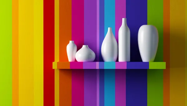 White vases on the shelf — Stock Photo, Image