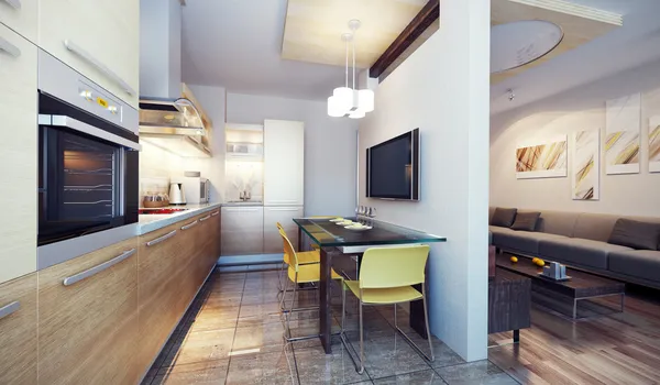 Cocina moderna interior 3d render — Foto de Stock