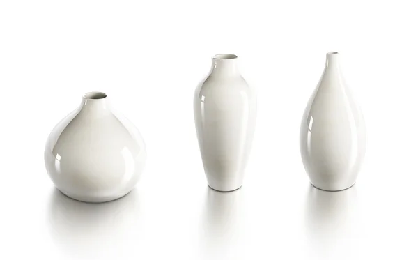 Uppsättning Keramiska Vaser Isolerade Göra — Stockfoto