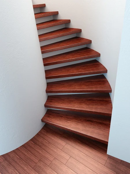 スパイラル木製の階段 レンダリング — ストック写真