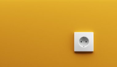 White wall outlet closeup 3d render clipart