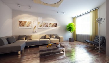 Modern interior 3d render clipart