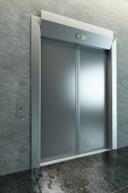 Modern elevator with closed doors clipart