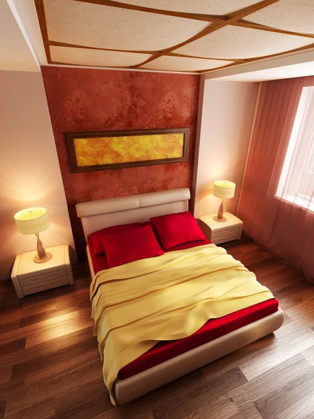 Сучасний стиль інтер'єру спальні 3d — стокове фото