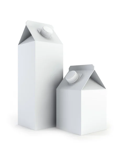 Cajas de leche en blanco aisladas — Foto de Stock