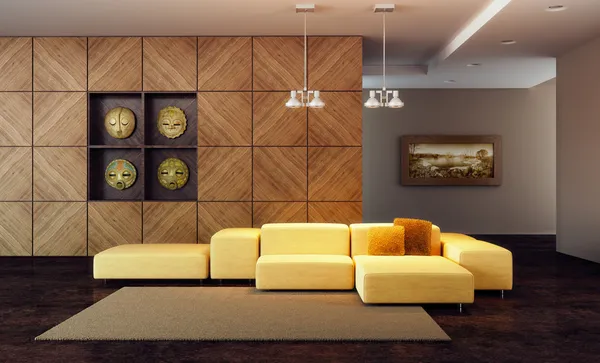 Luxus-Lounge-Zimmer 3D-Rendering — Stockfoto