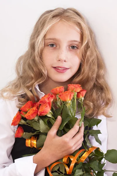 Girl and flower — Stock Photo, Image