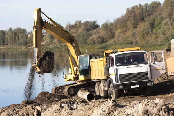 stock image Yellow excavator