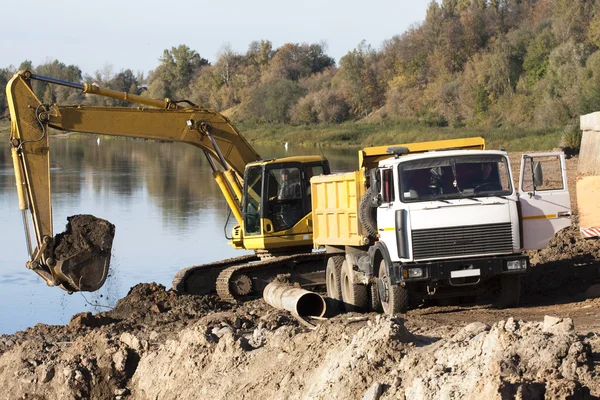 stock image Yellow excavator