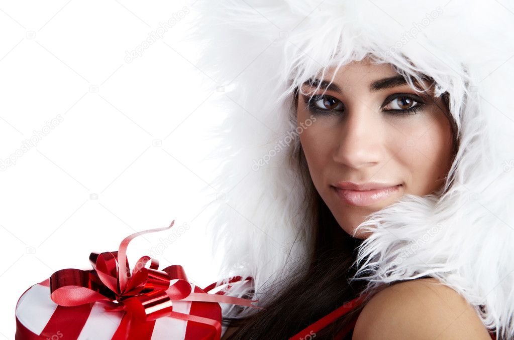 Beautiful sexy girl wearing santa claus clothes