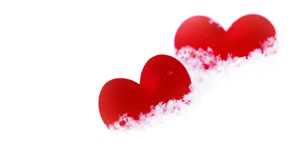 Červené Srdce Sněhu — Stock fotografie