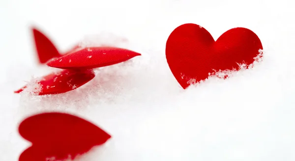 Červené Srdce Sněhu — Stock fotografie