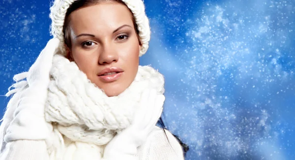 Beauty Woman Winter Scenery — Stock Photo, Image