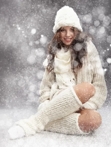 Winter Woman Snow — Stock Photo, Image
