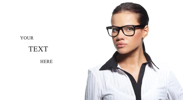 Retrato Bela Mulher Negócios Usando Óculos — Fotografia de Stock